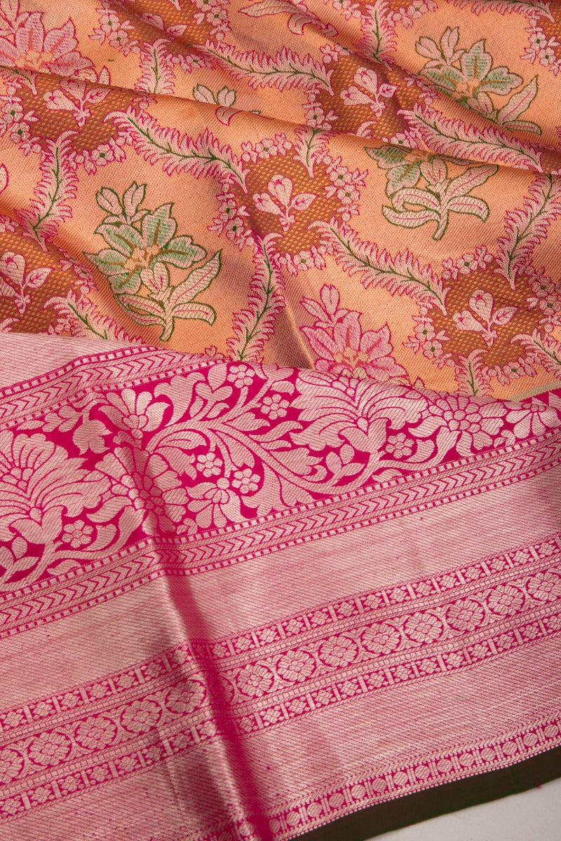 Taranga Kanchi Silk Tissue Brocade Pink Saree
