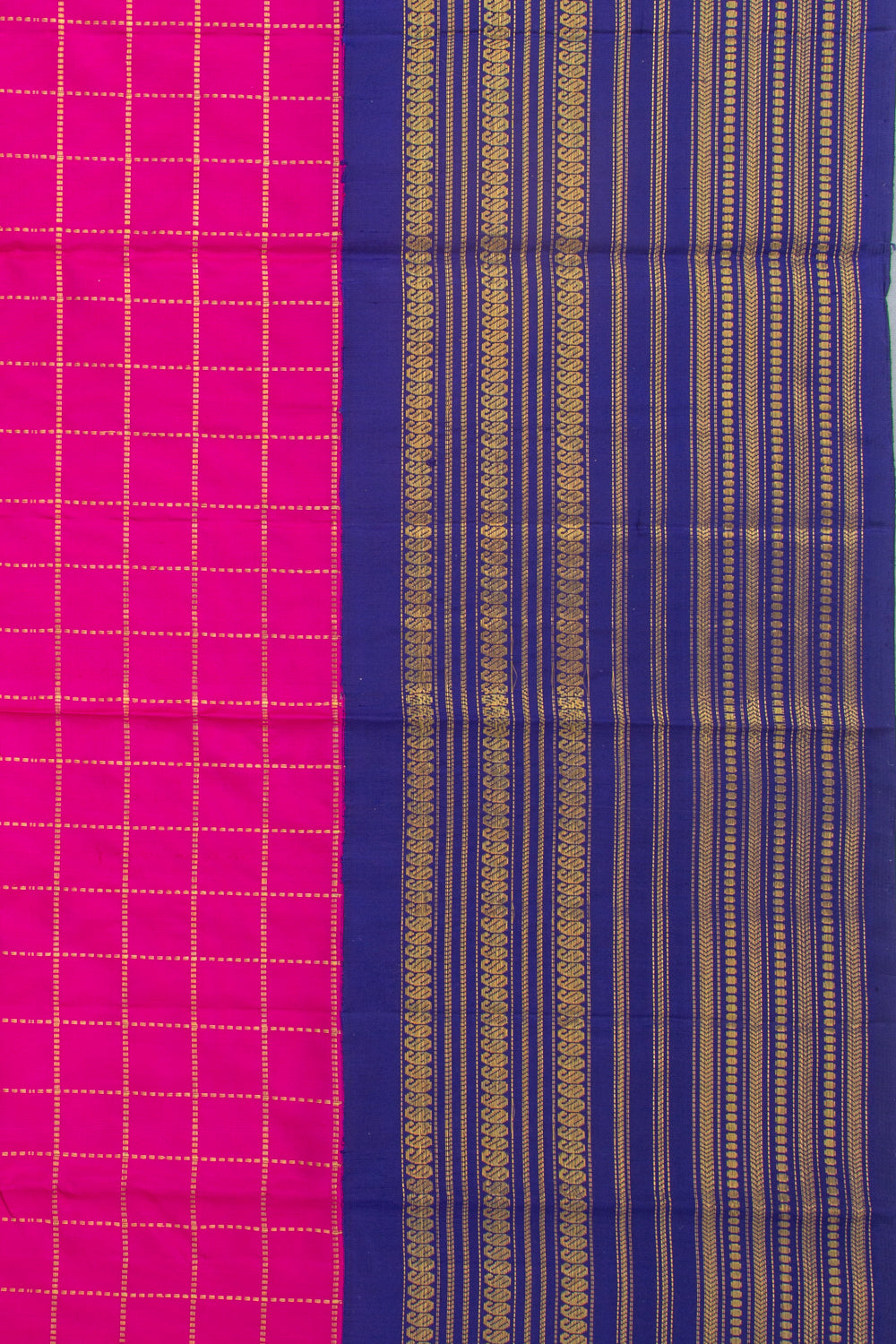 Kanchipuram Silk Checks Pink Saree