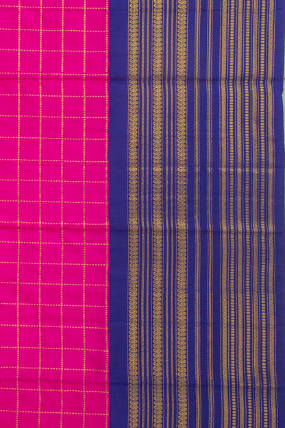 Kanchipuram Silk Checks Pink Saree