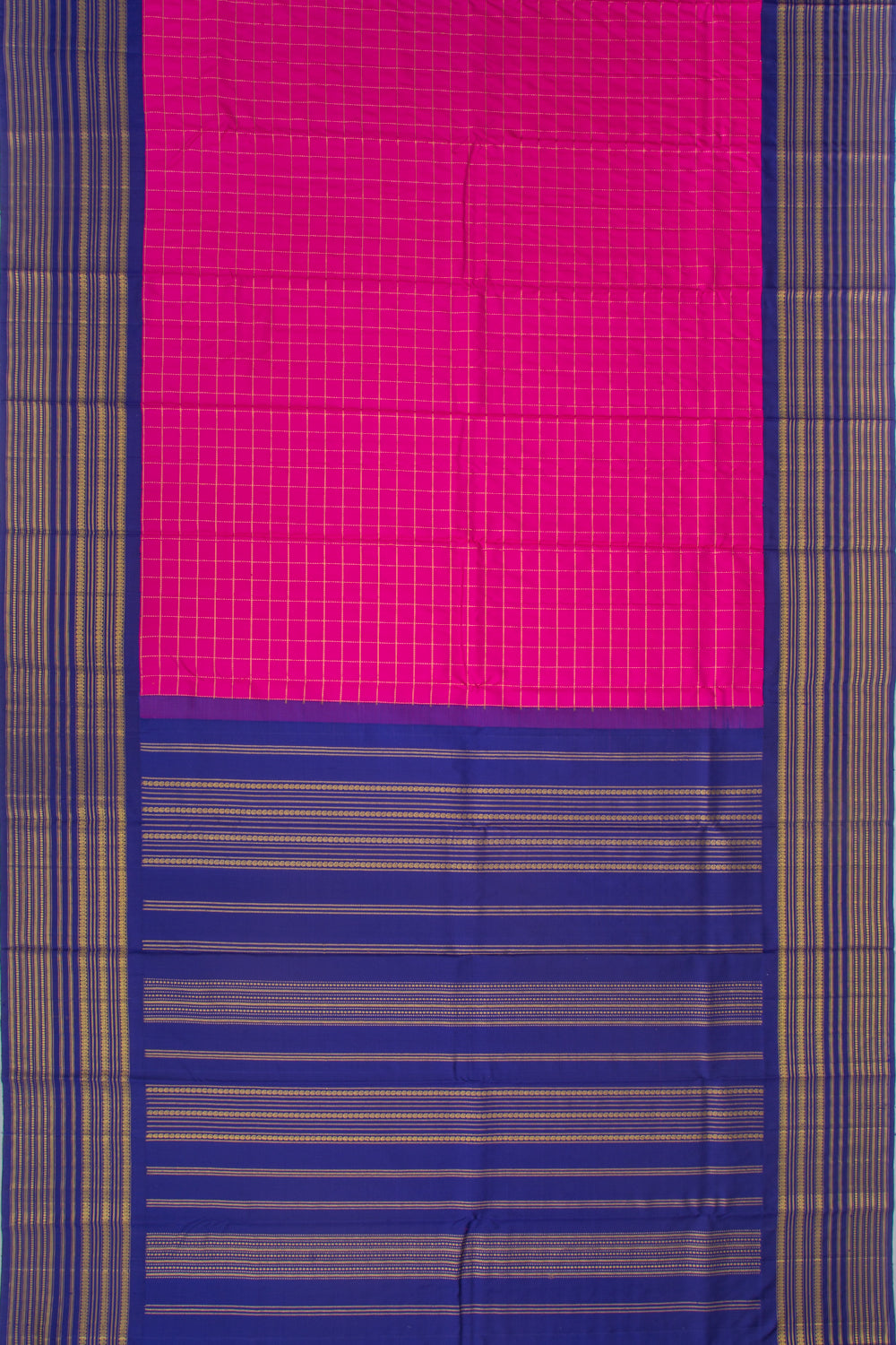 Kanchipuram Silk Checks Pink Saree