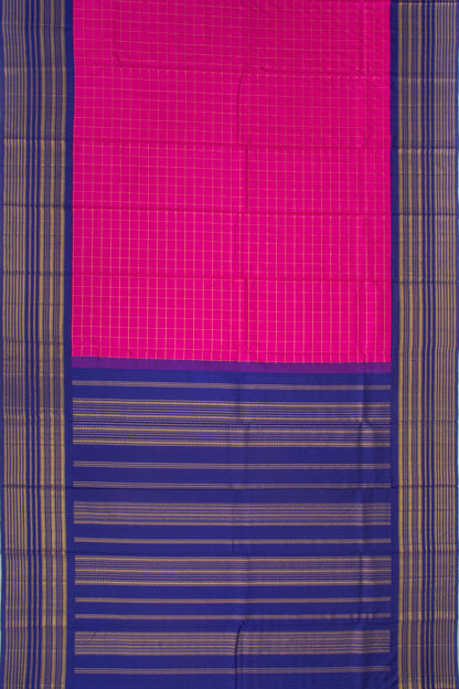 Kanchipuram Silk Checks Pink Saree