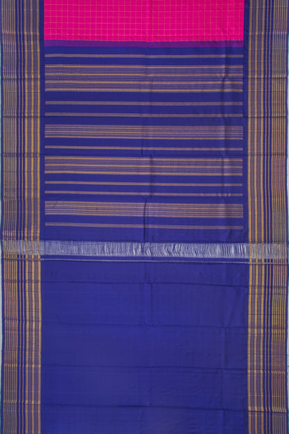 Kanchipuram Silk Checks Pink Saree