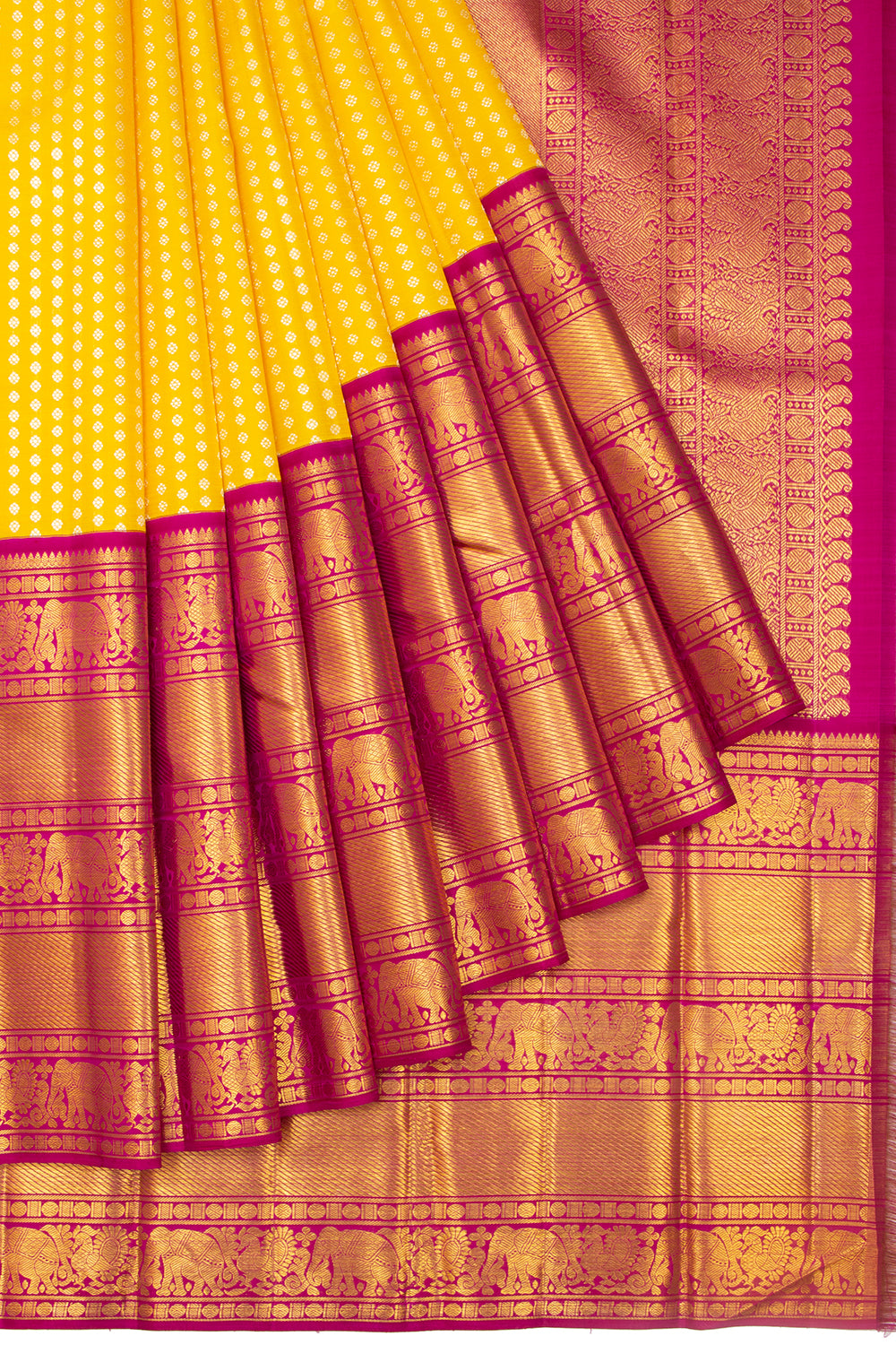 Kanchipuram Silk Brocade Yellow Saree