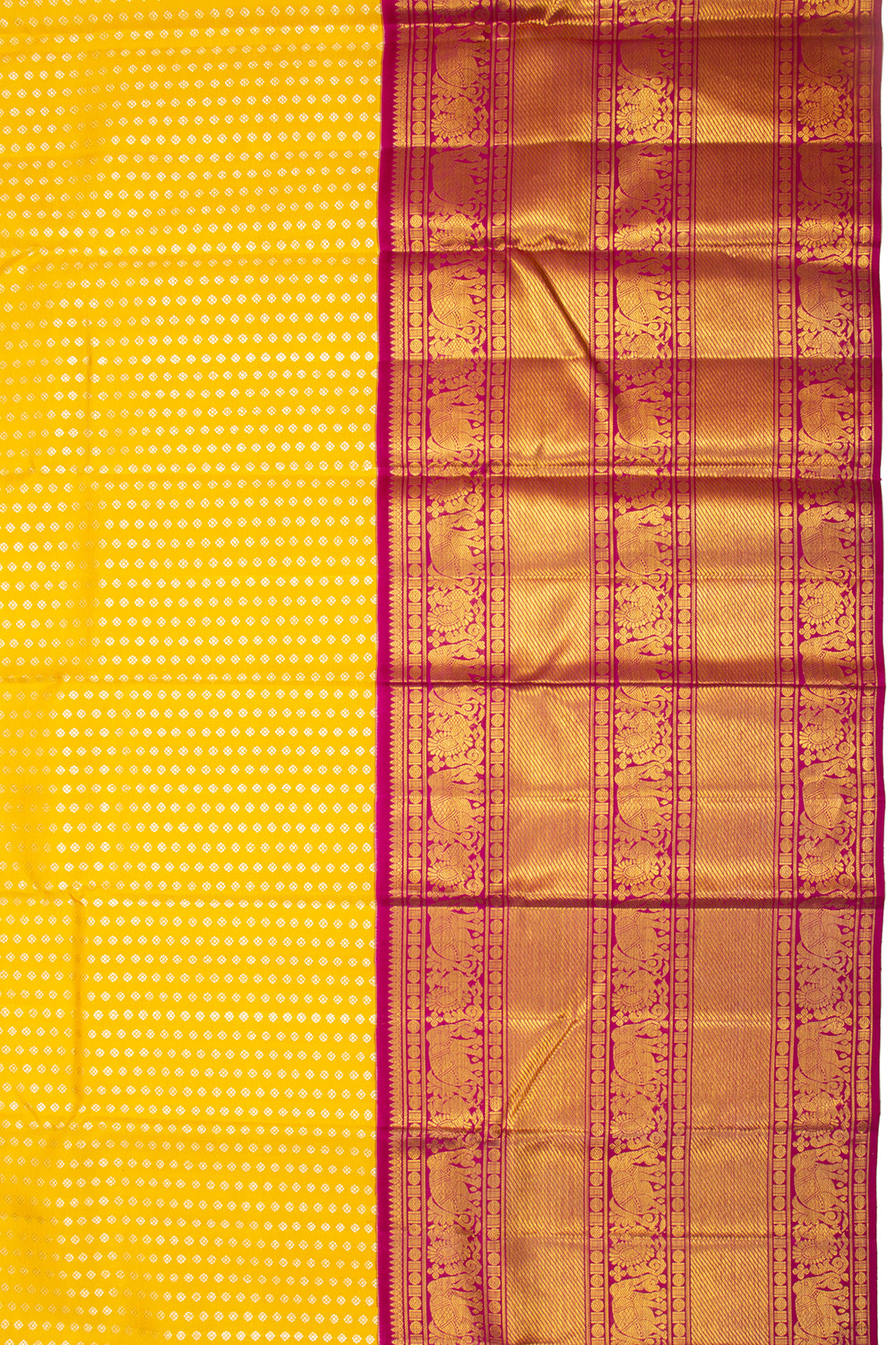 Kanchipuram Silk Brocade Yellow Saree