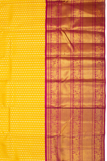 Kanchipuram Silk Brocade Yellow Saree