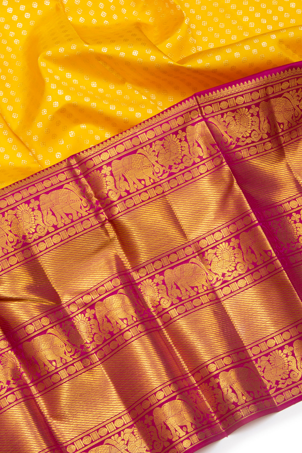 Kanchipuram Silk Brocade Yellow Saree