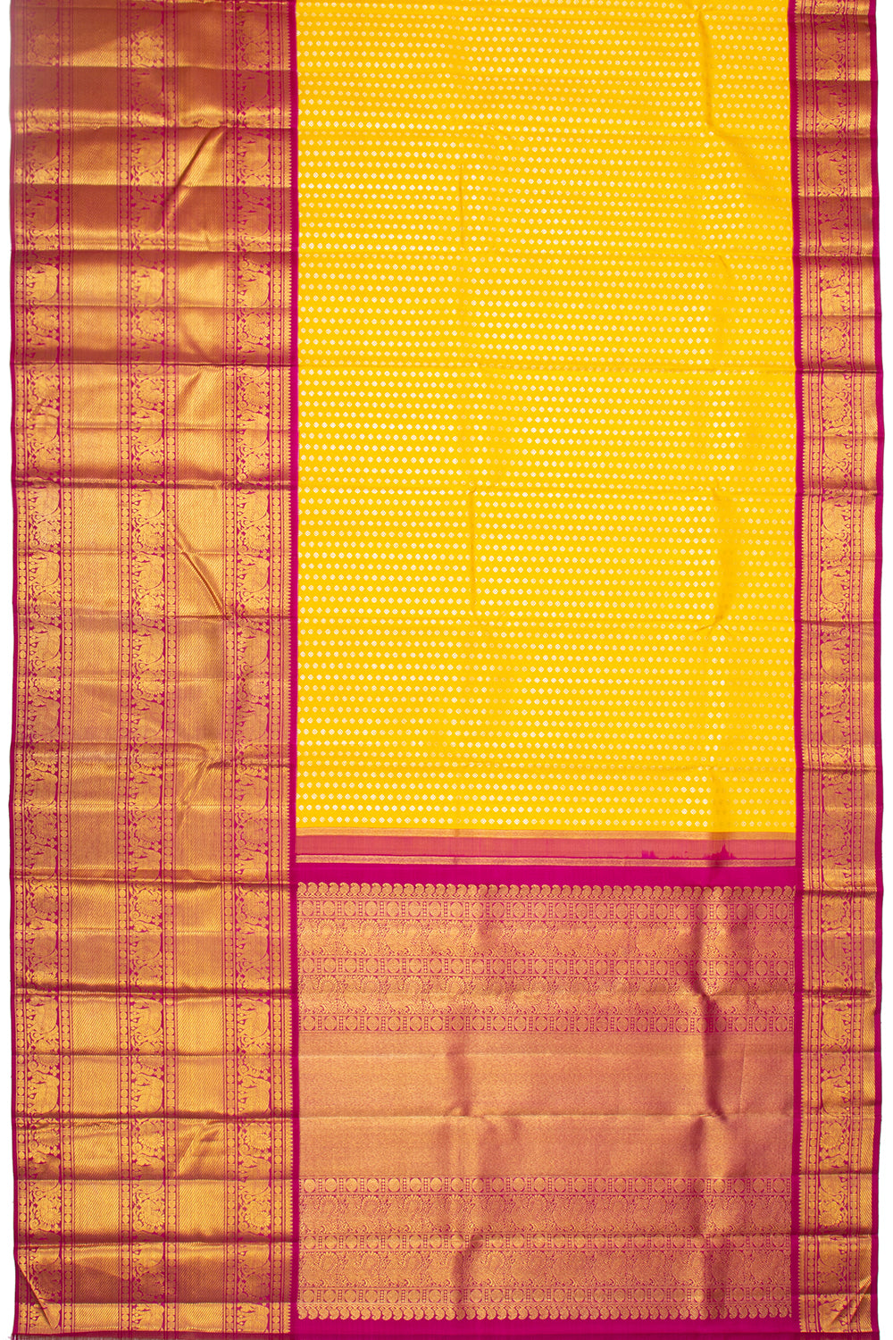 Kanchipuram Silk Brocade Yellow Saree