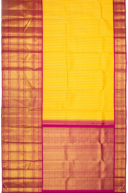 Kanchipuram Silk Brocade Yellow Saree