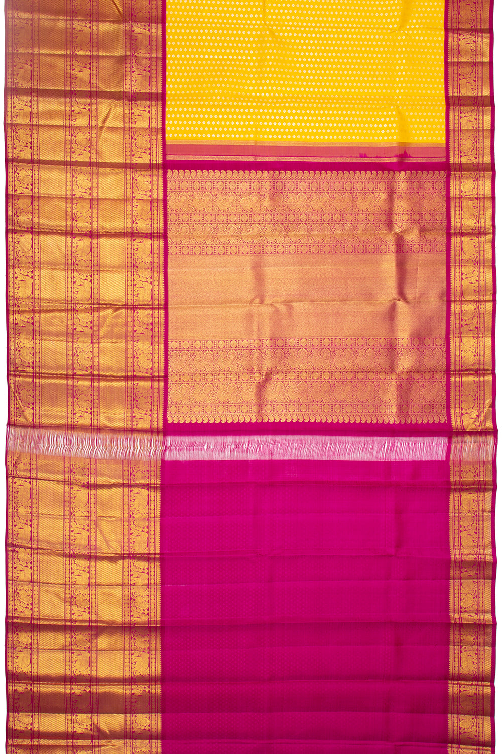 Kanchipuram Silk Brocade Yellow Saree