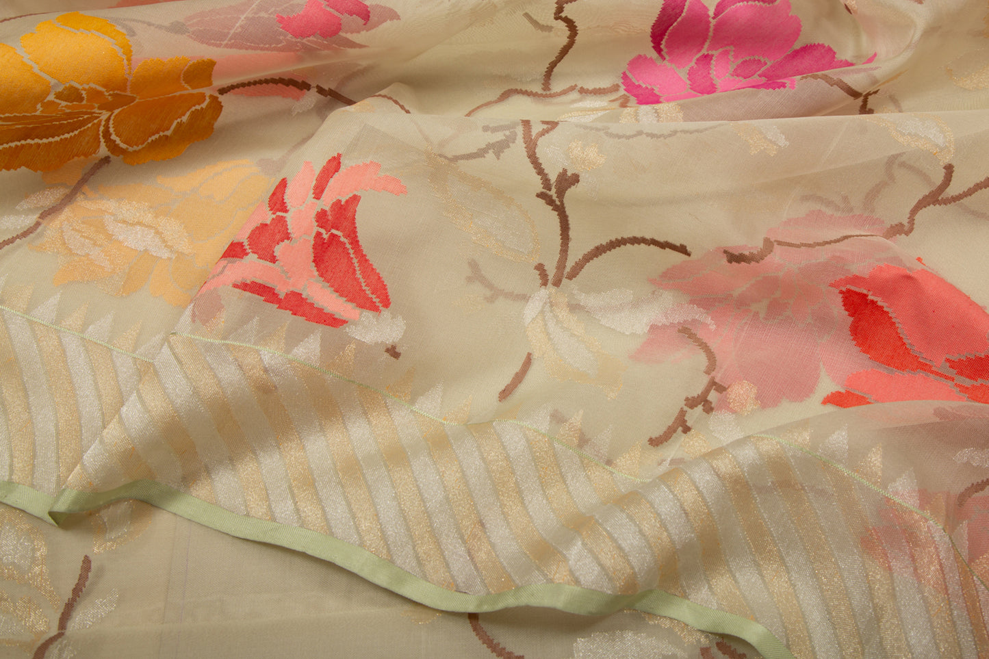 Banarasi Kora Organza Jamdani White Saree