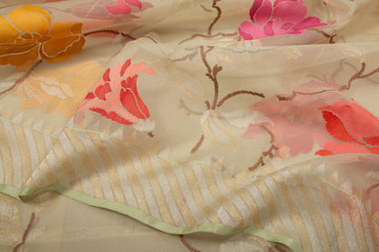 Banarasi Kora Organza Jamdani White Saree