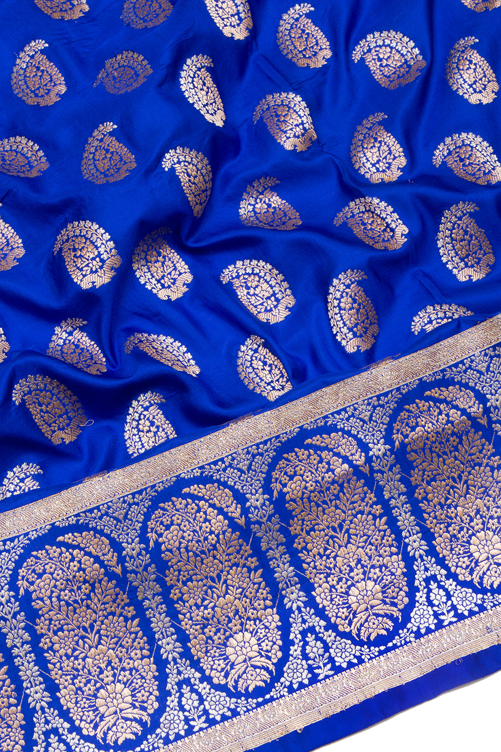 Banarasi Silk Kadwa Butta Royal Blue Saree