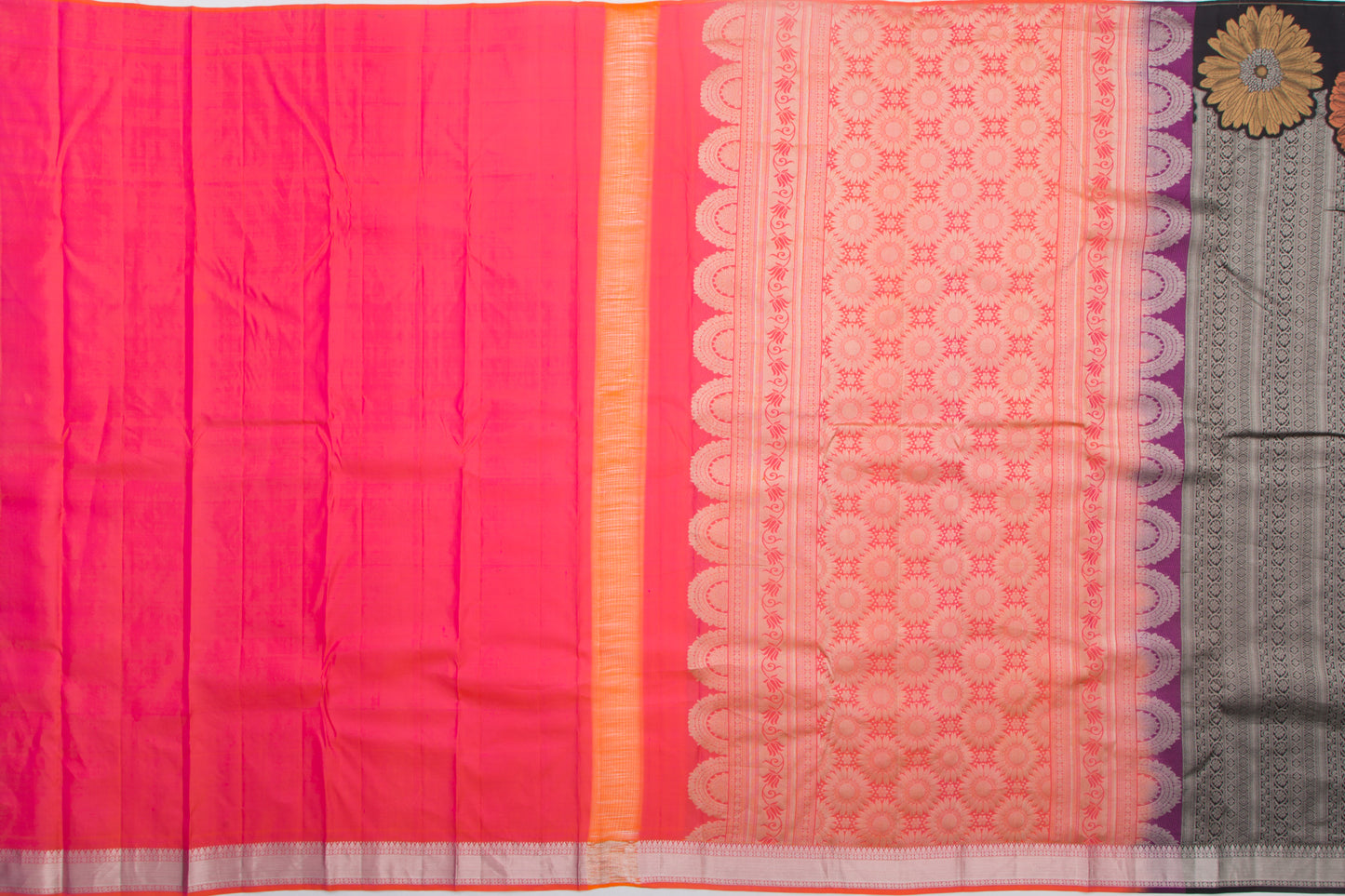 KanchipuramSilk Floral Printed Black Saree