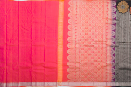 KanchipuramSilk Floral Printed Black Saree