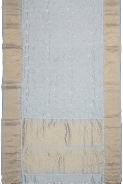 Kanchipuram Silk Chikankari Grey Saree