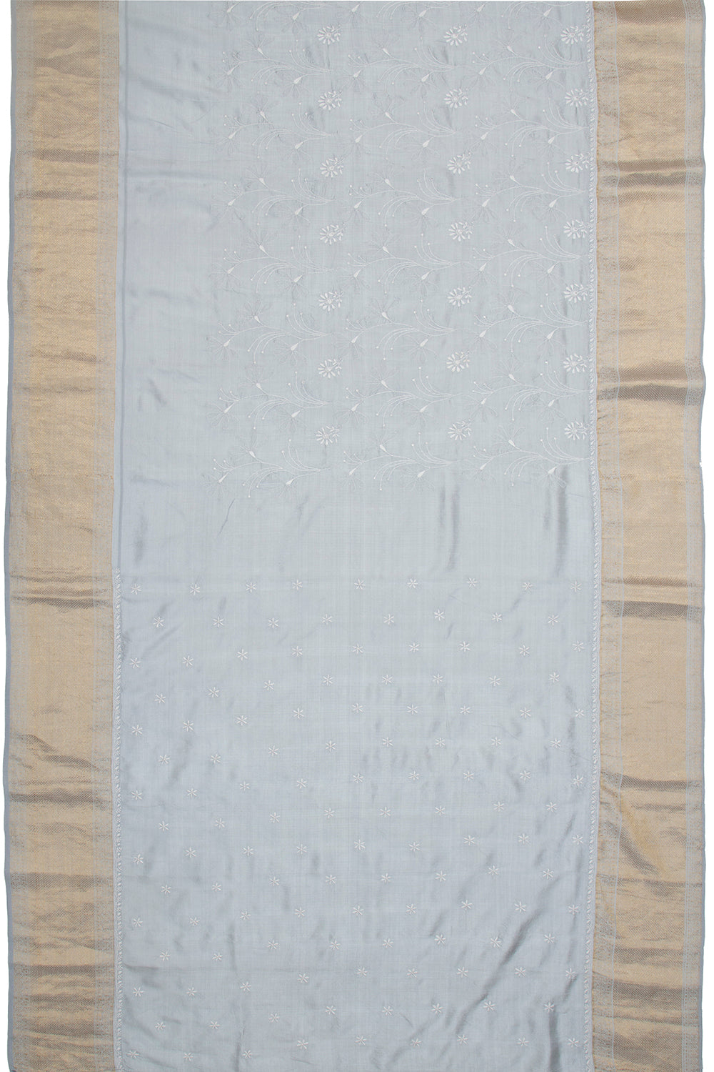 Kanchipuram Silk Chikankari Grey Saree