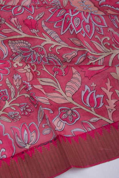 Chanderi Silk Printed Pink Saree