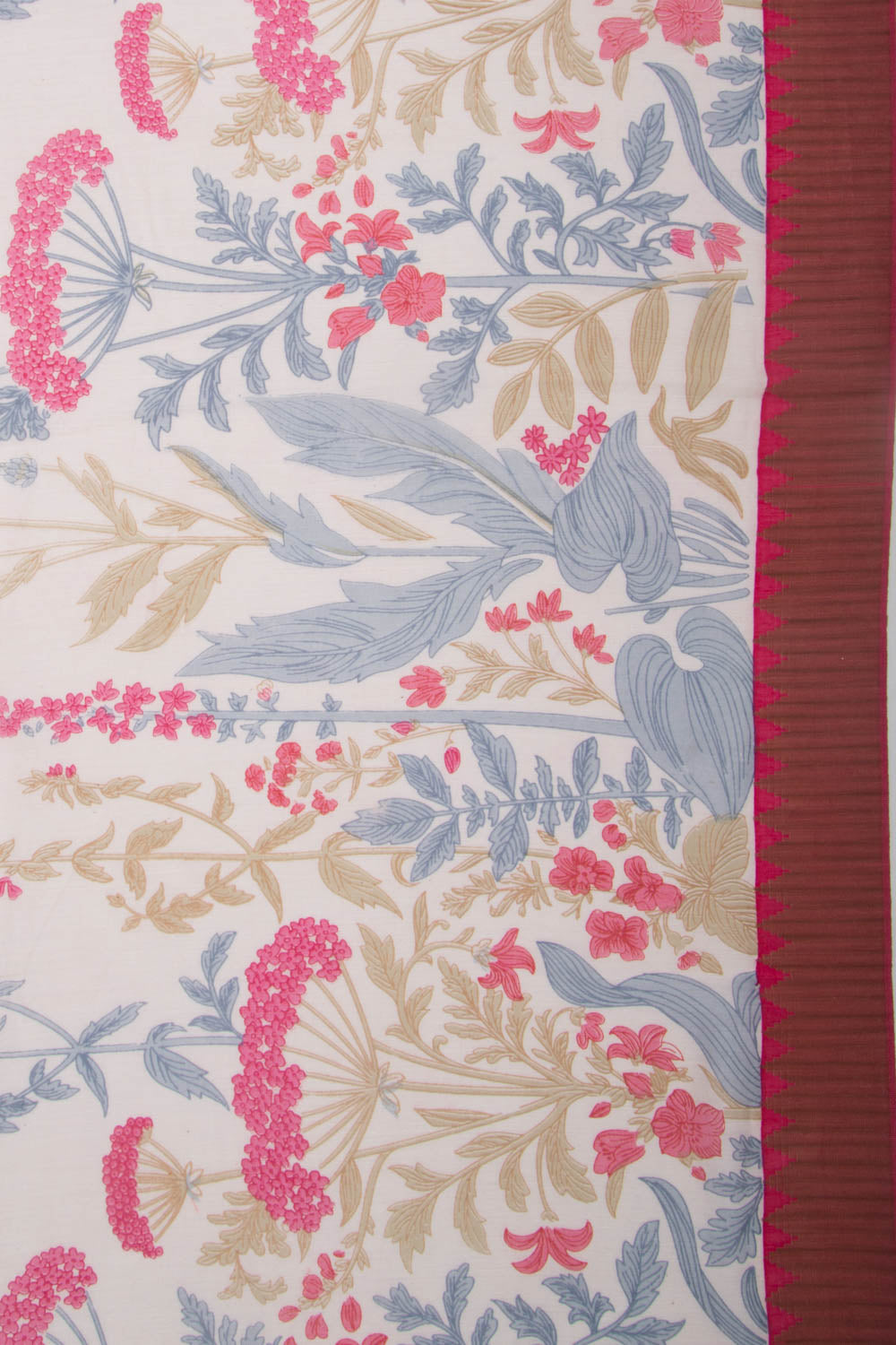 Chanderi Silk Printed Off-Whtie Saree