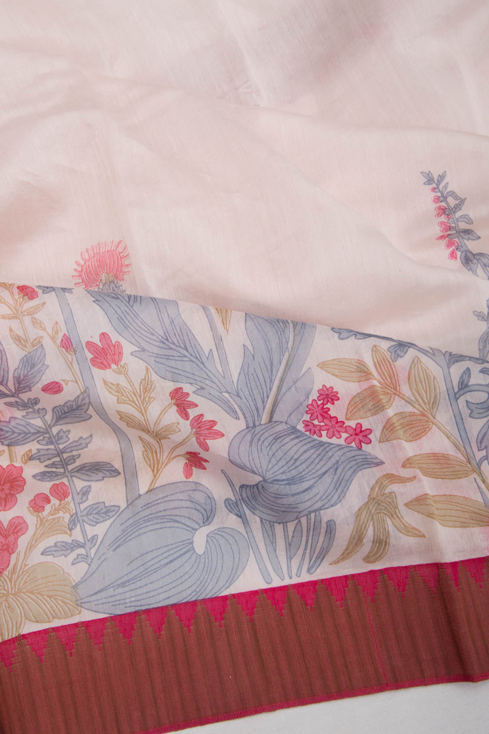 Chanderi Silk Printed Off-Whtie Saree