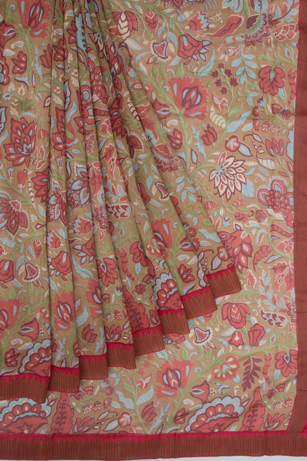 Chanderi Silk Printed Biege Saree
