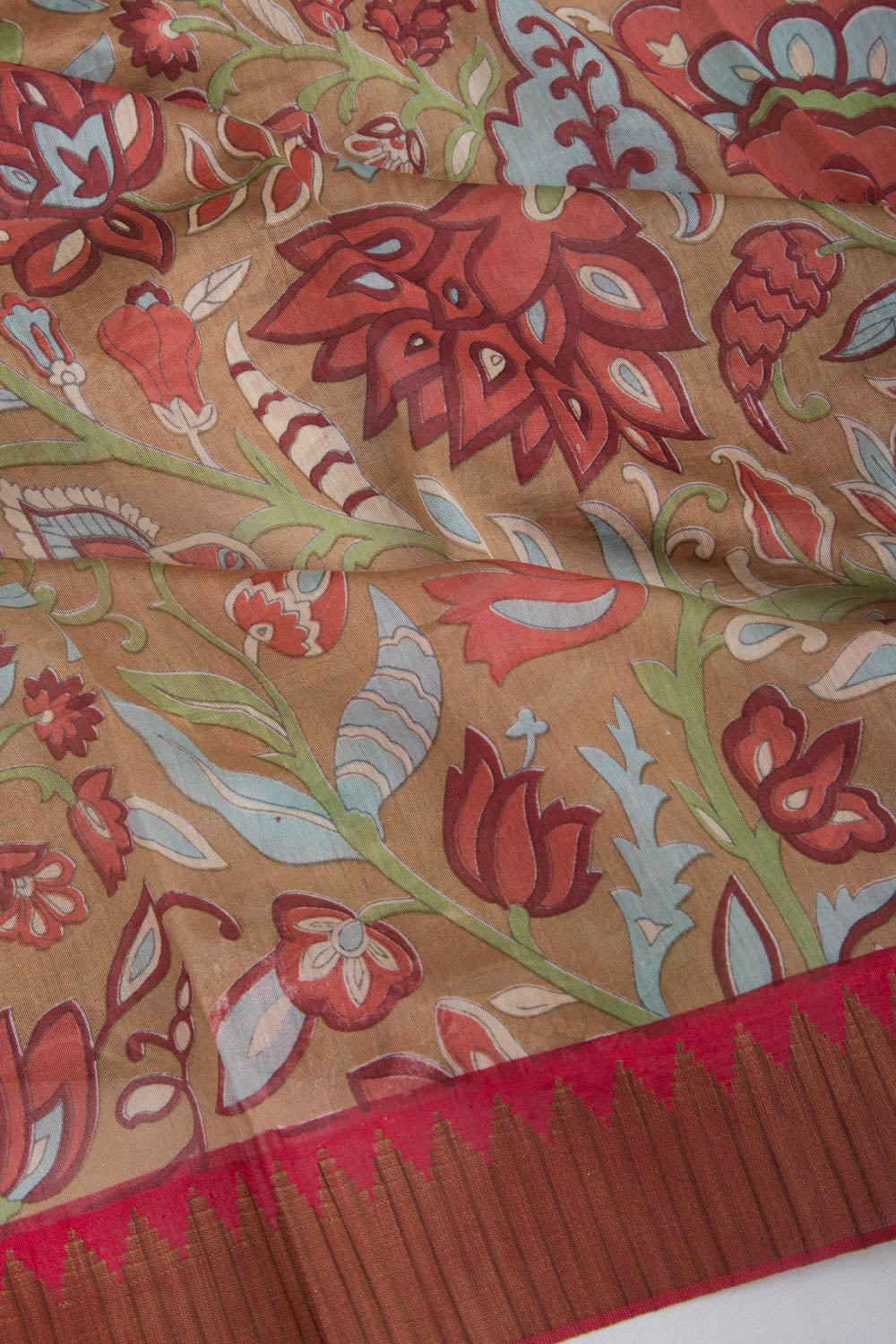 Chanderi Silk Printed Biege Saree