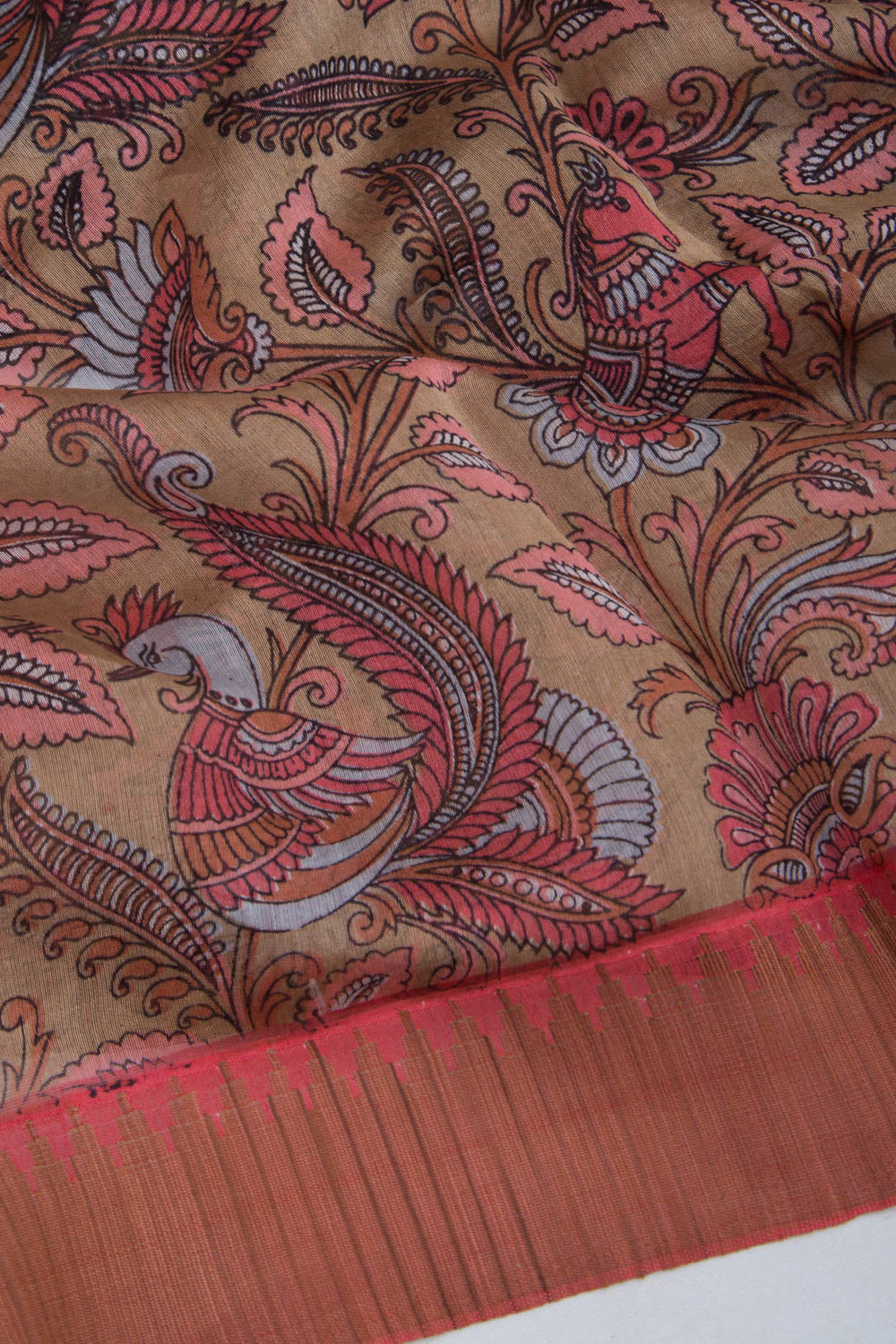 Chanderi Silk Printed Brown Saree