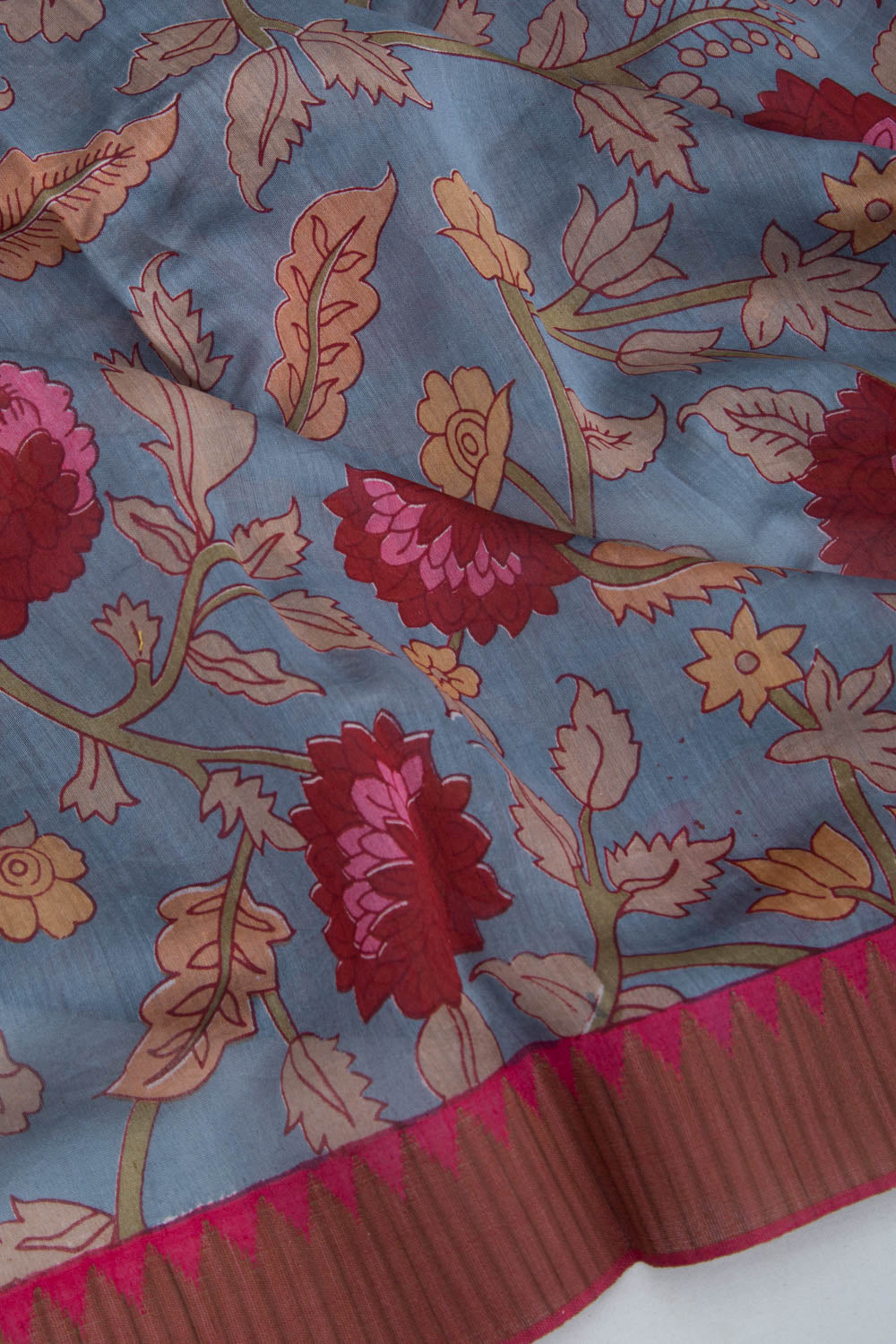 Chanderi Silk Printed Grey Saree