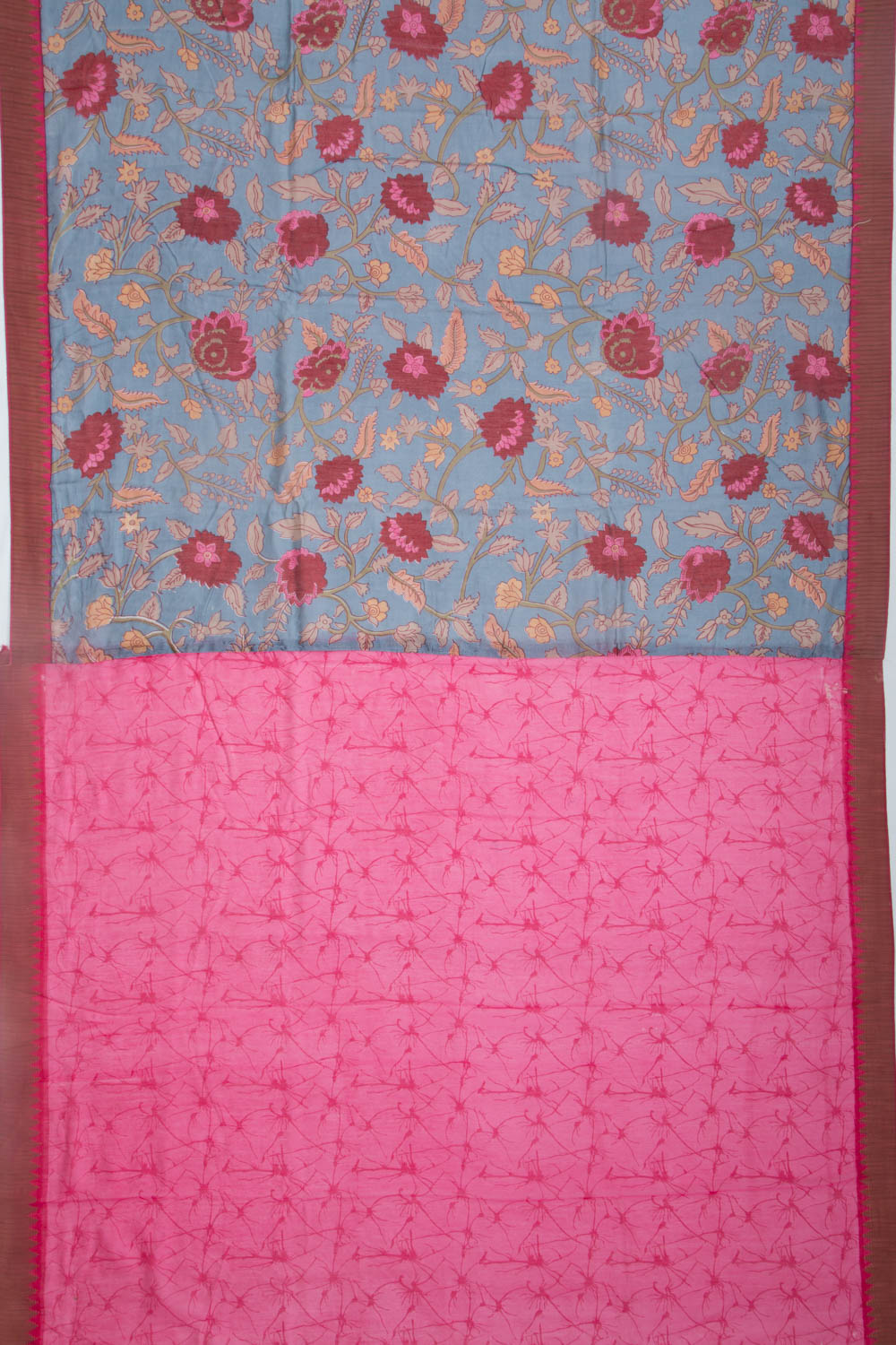 Chanderi Silk Printed Grey Saree