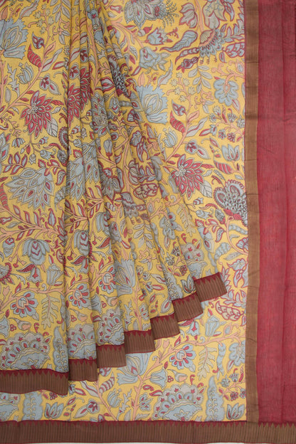 Chanderi Silk Printed Yellow Saree