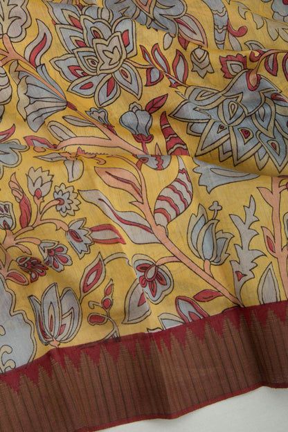 Chanderi Silk Printed Yellow Saree