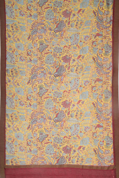 Chanderi Silk Printed Yellow Saree