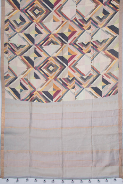 Tussar Printed Multi Colour Saree