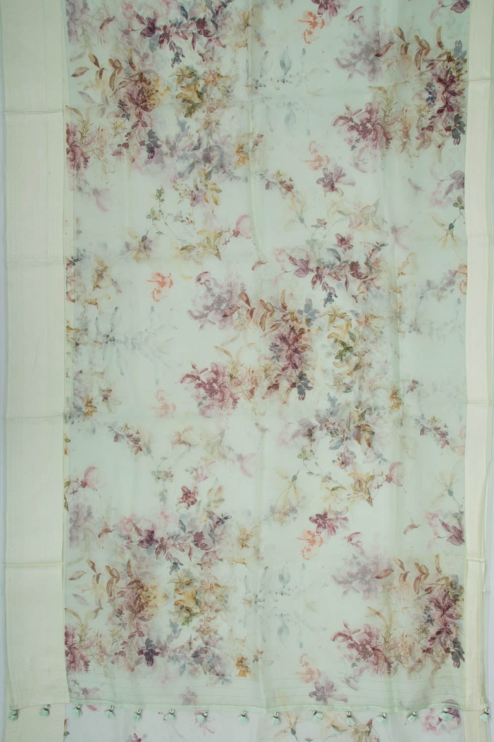 Organza Floral Printed Pastel Green Saree