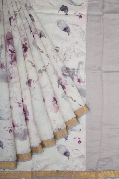 Chiniya Silk Printed Off-White Saree