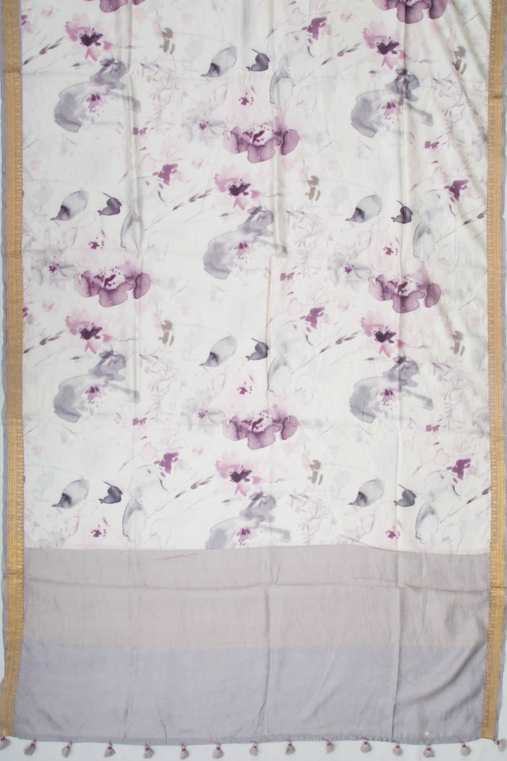 Chiniya Silk Printed Off-White Saree