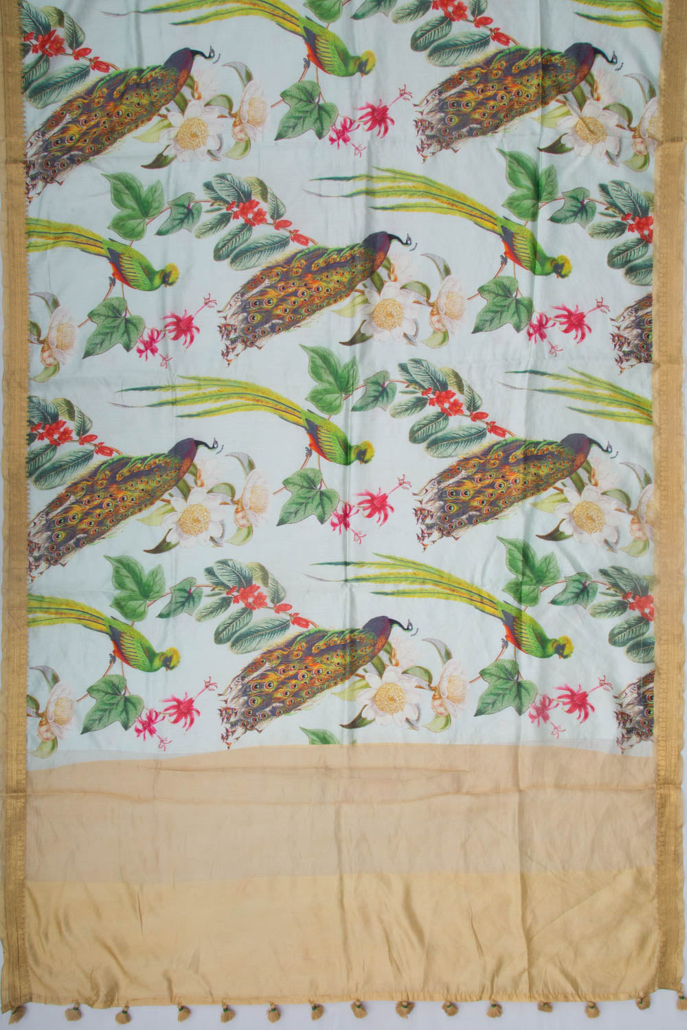Chiniya Silk Printed Green Saree