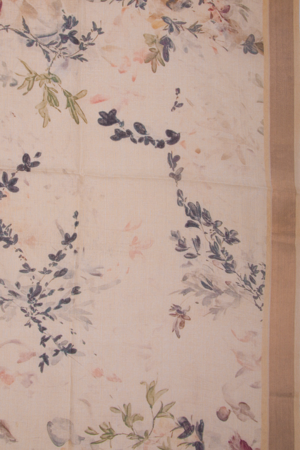 Tussar Floral Printed Cream Saree