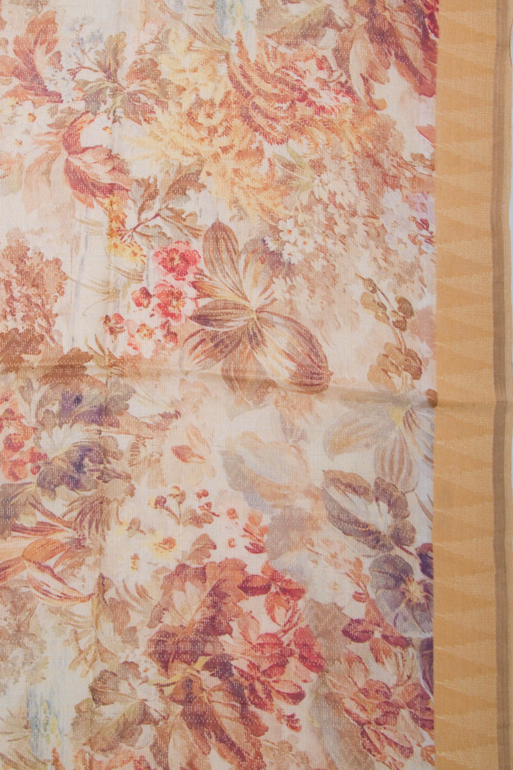 Tussar Floral Printed Cream Saree