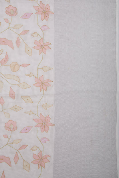 Soft Kota Silk Floral Printed White Saree