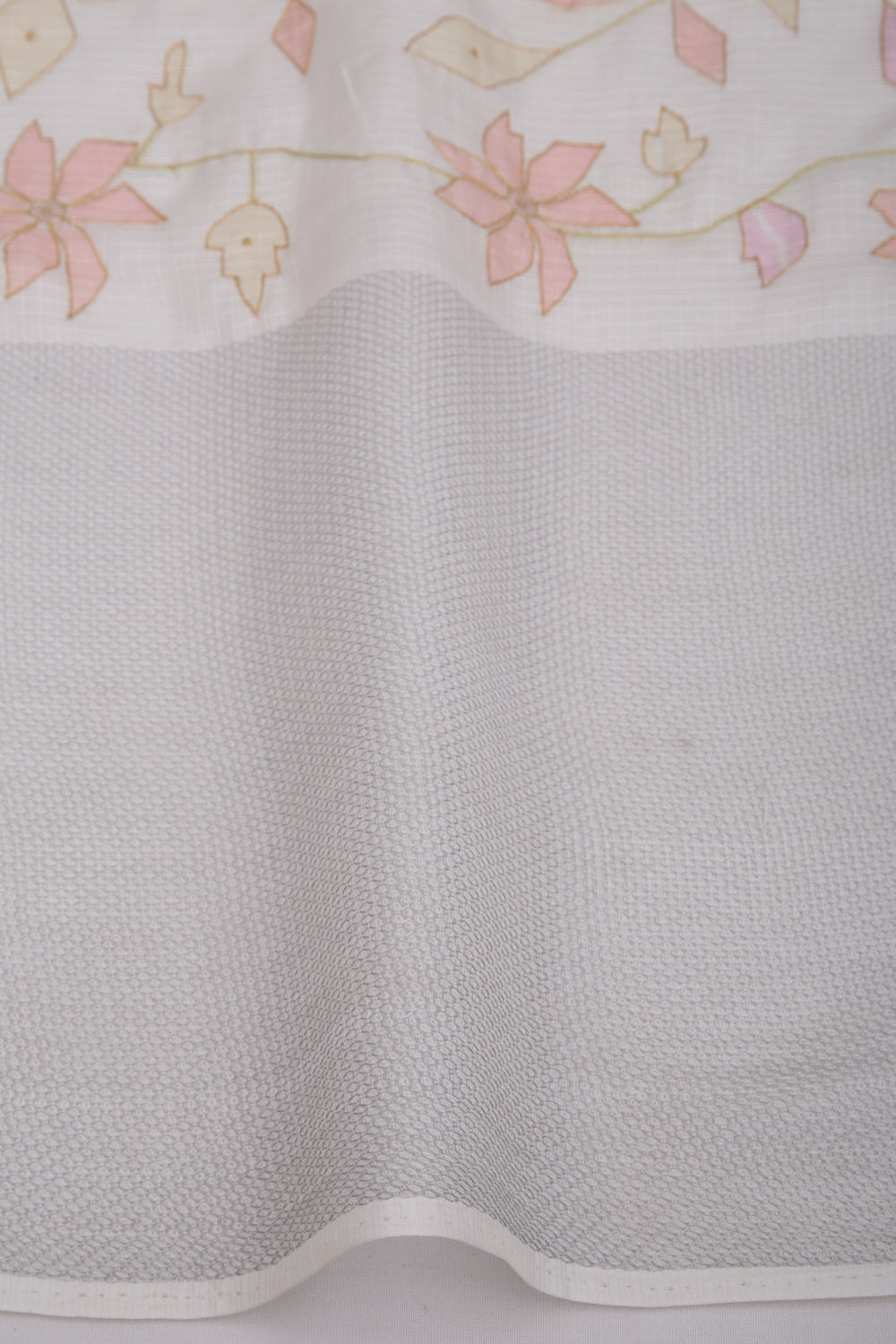 Soft Kota Silk Floral Printed White Saree