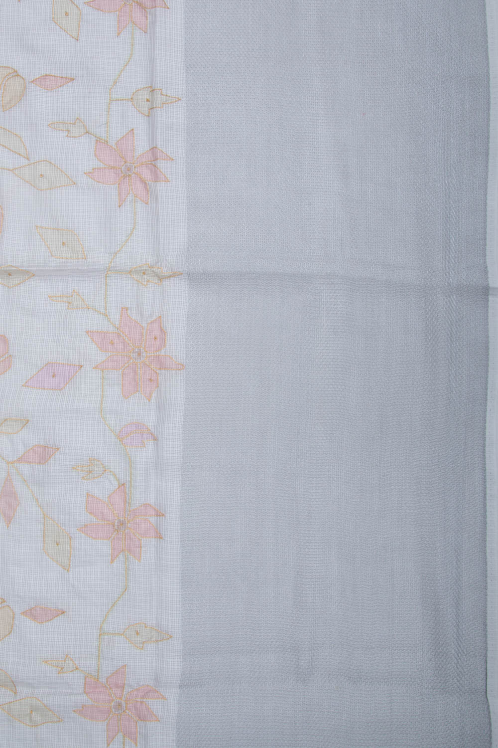 Soft Kota Silk Floral Printed White Saree
