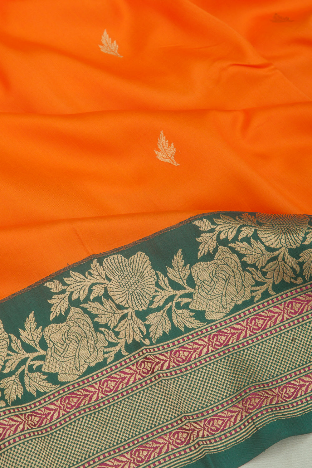 Banarasi Silk Butta Orange Saree