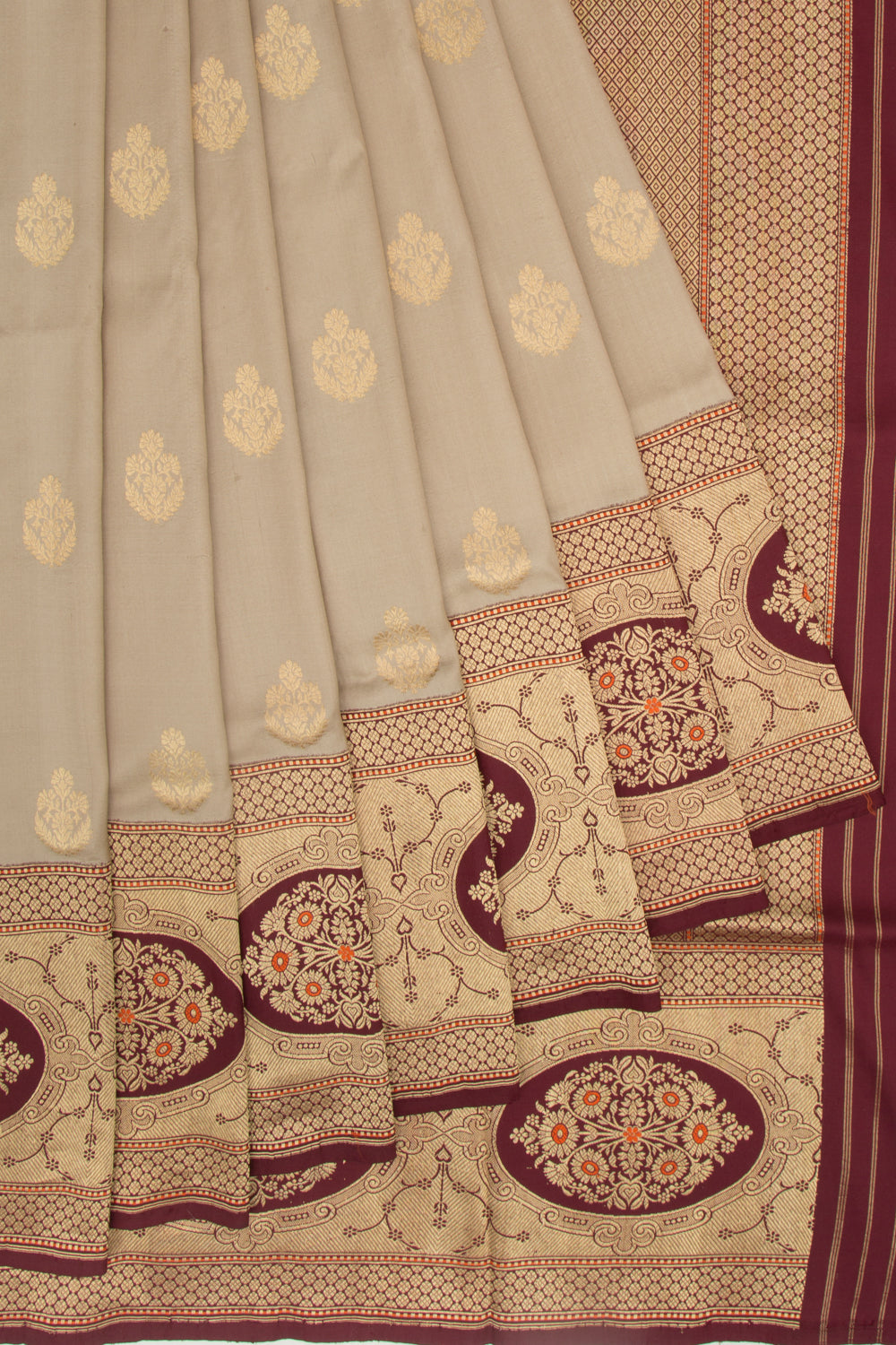 Banarasi Silk Butta Beige Saree