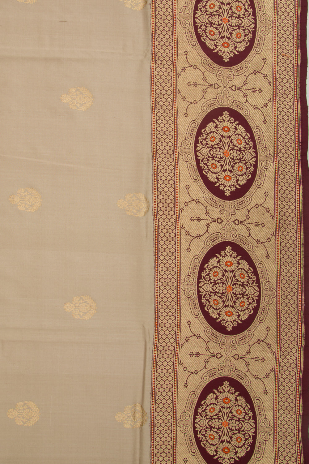 Banarasi Silk Butta Beige Saree