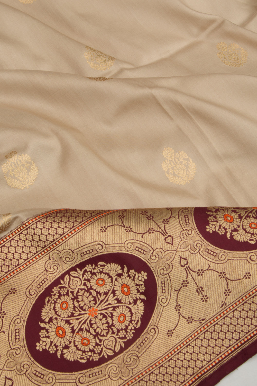 Banarasi Silk Butta Beige Saree
