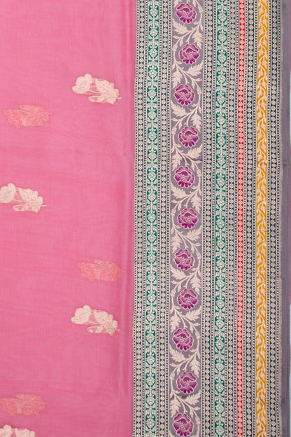 Banarasi Kora Organza Butta Pink Saree