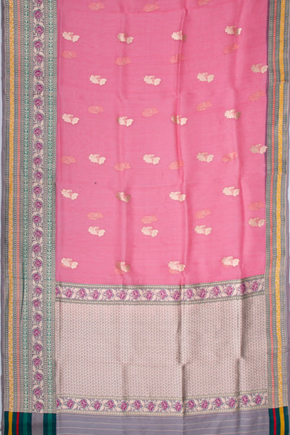 Banarasi Kora Organza Butta Pink Saree