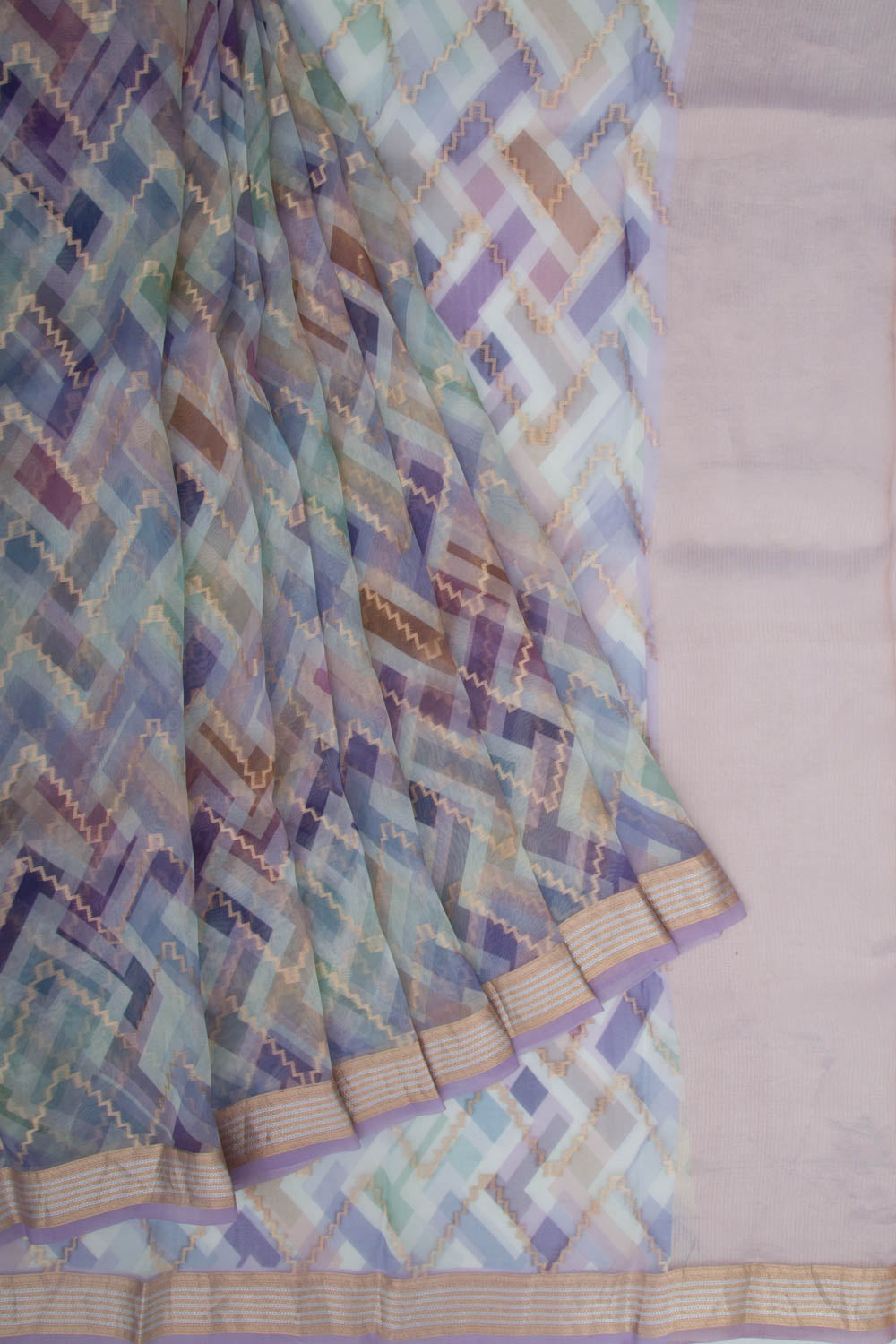 Organza Printed Lavender Saree