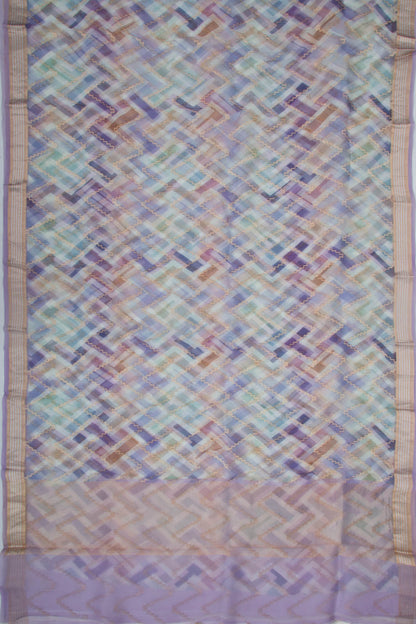 Organza Printed Lavender Saree