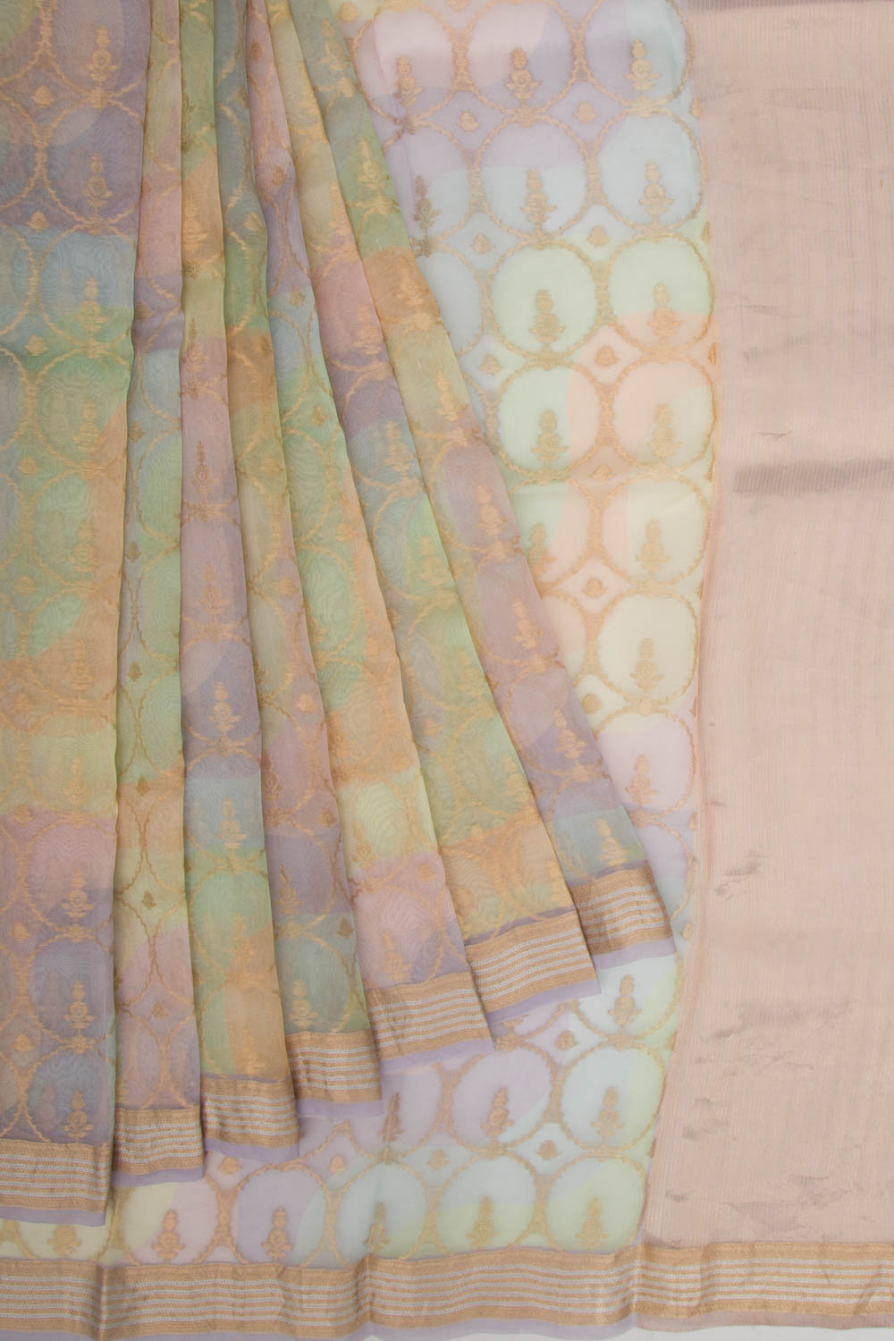 Organza Brocade Multicolor Saree